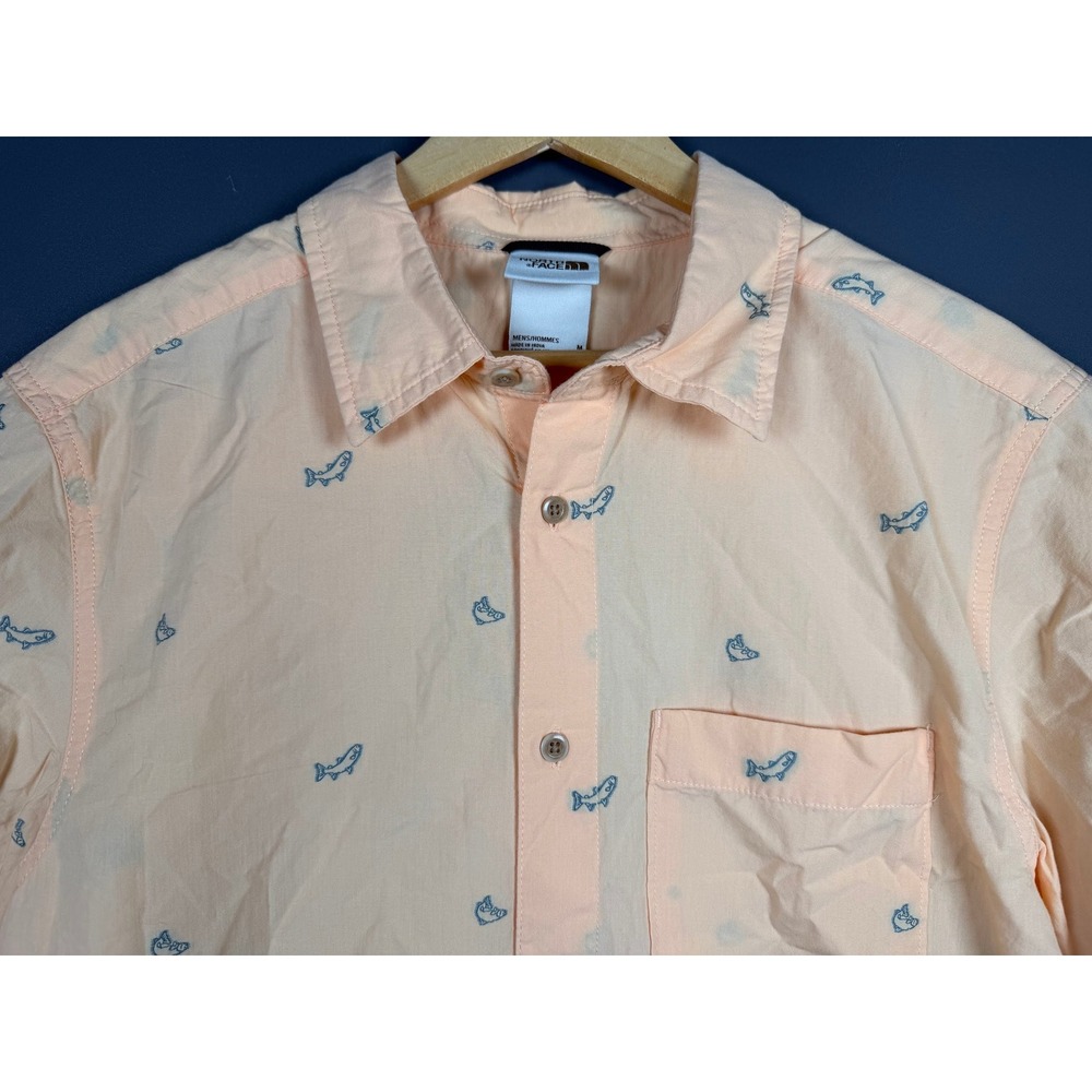 NWT The North Face Mens Medium Baytrail Jacquard Shirt Apricot Fish Print